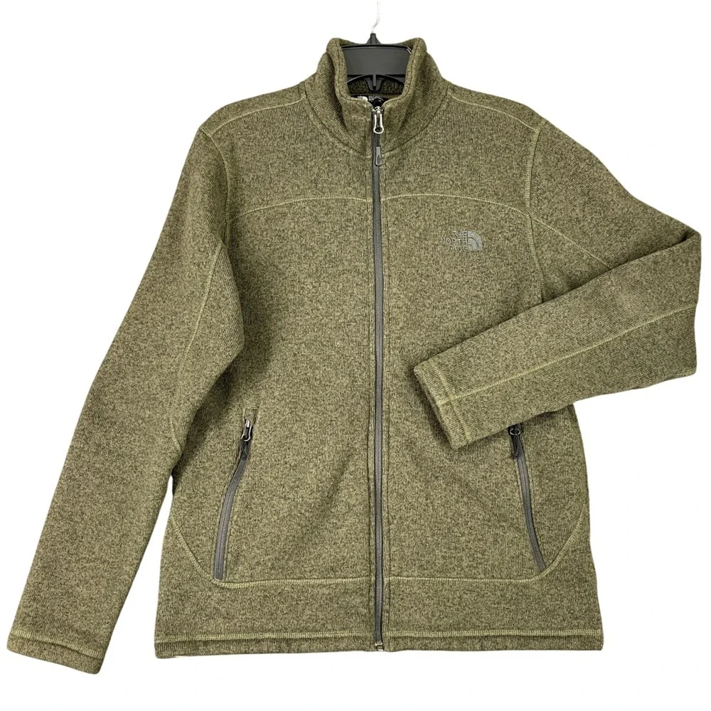 The North Face Mens Sweater Jacket Full Zip Green M Medium‎ Outdoor